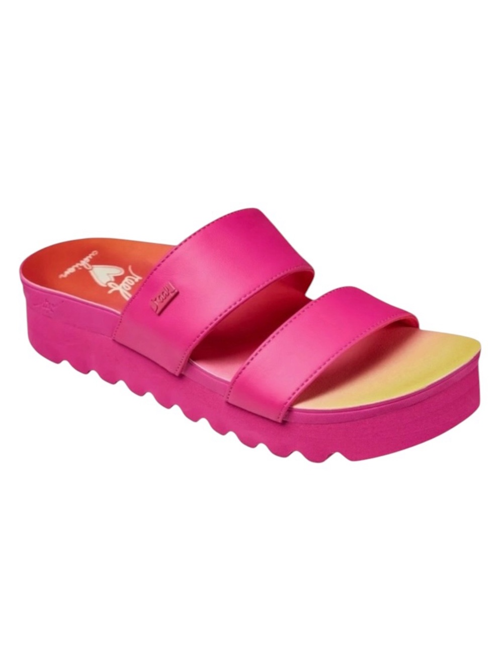 🌟NWOT🌟 REEF Banded Horizon Hi Platform Slip On Cushion Comfort Slide Sandal